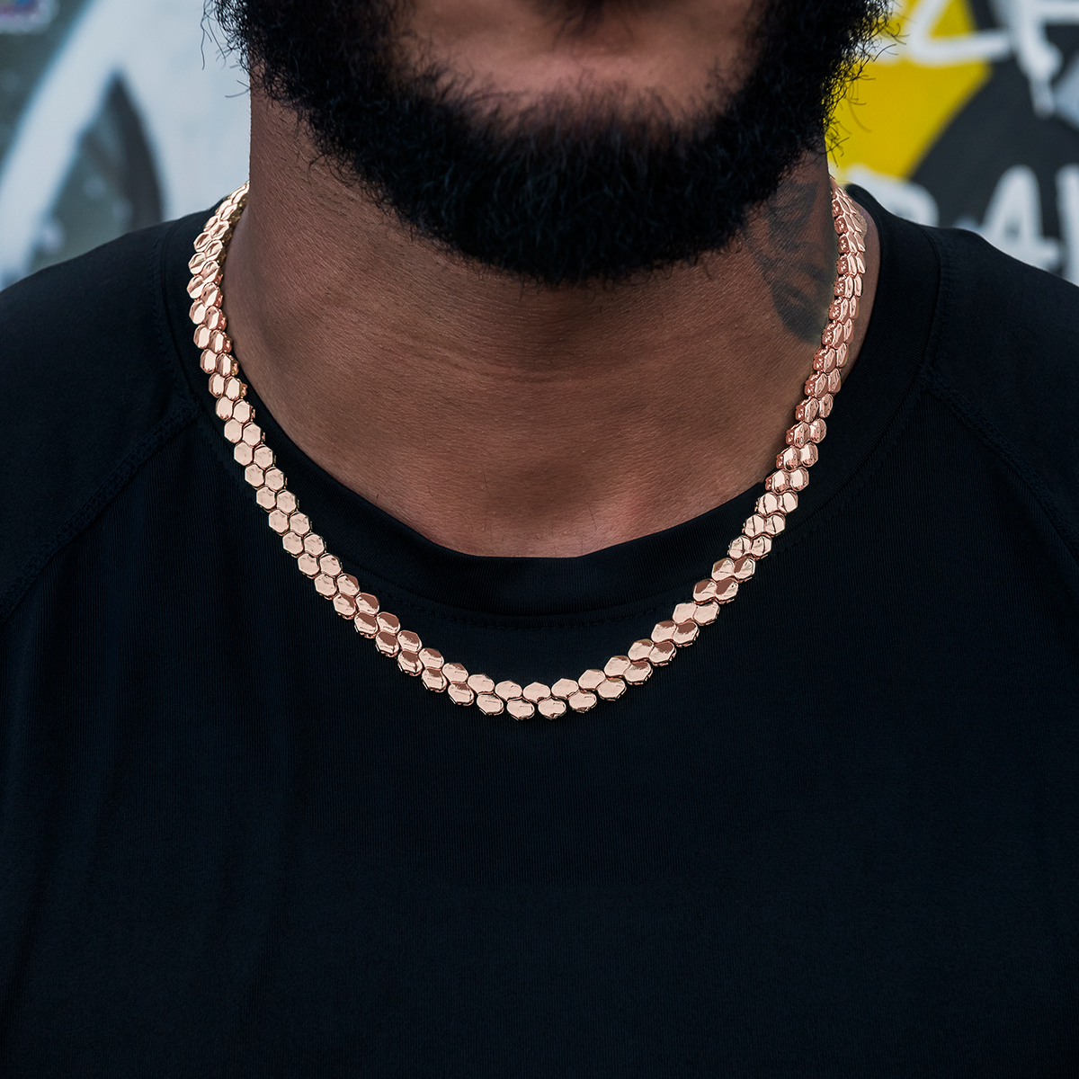 Flat Snake Link Chain in Rose Gold -4mm