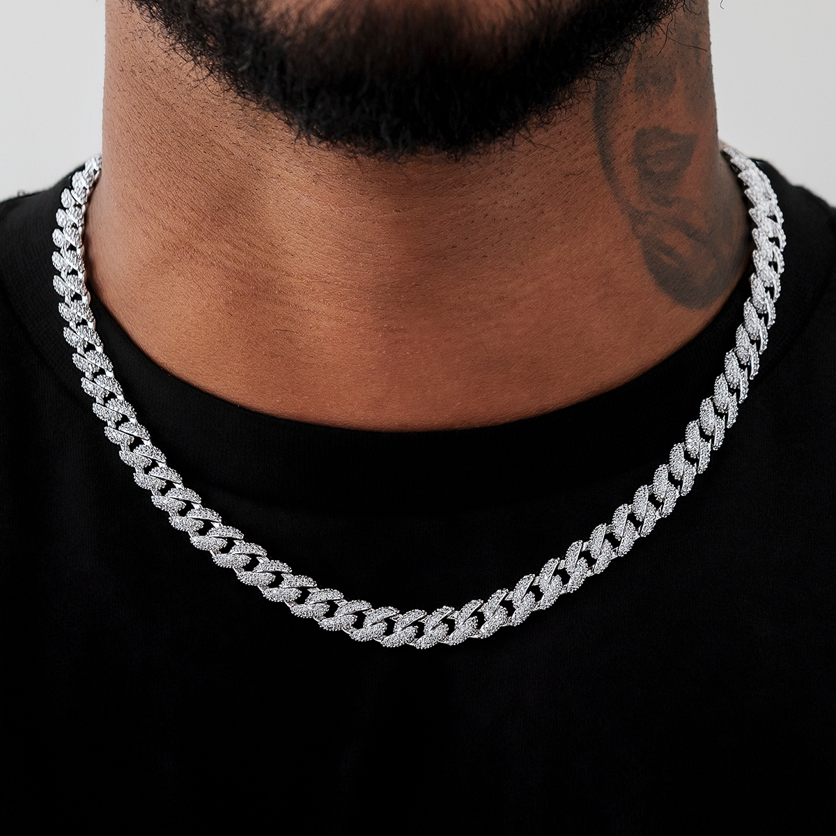 Diamond Cuban Chain in White Gold - 8.5mm