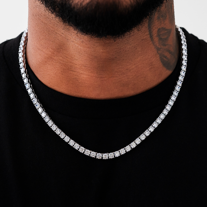 Diamond Tennis Necklace in White Gold- 5mm