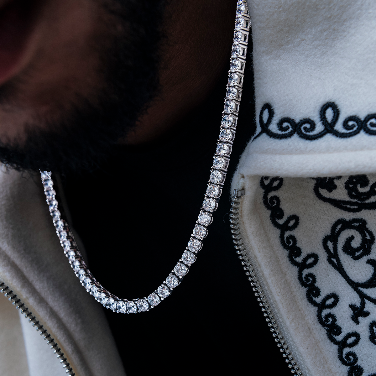 Diamond Tennis Necklace in White Gold- 5mm