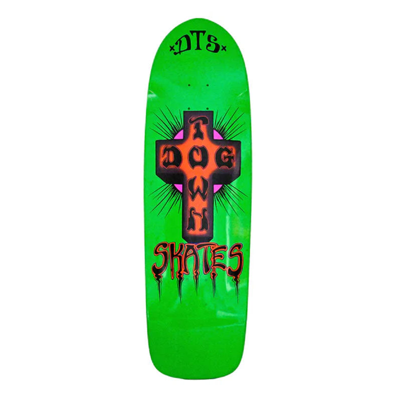 Dogtown Skateboard Deck Bigger Boy Neon Green/Orange Cross 9.5" x 32.4"
