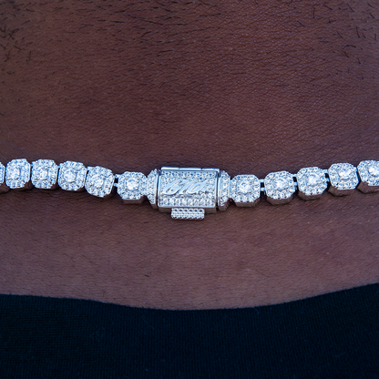 Micro Clustered Tennis Necklace in White Gold