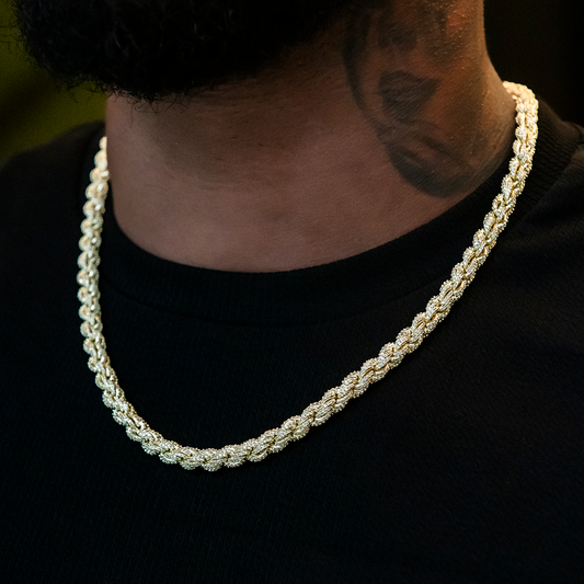 Diamond Rope Chain in Yellow Gold- 8mm