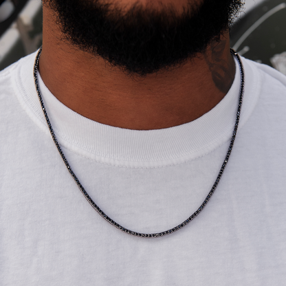 Diamond Tennis Chain in Black- 2mm