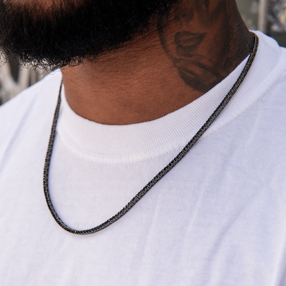 Diamond Tennis Chain in Black- 2mm