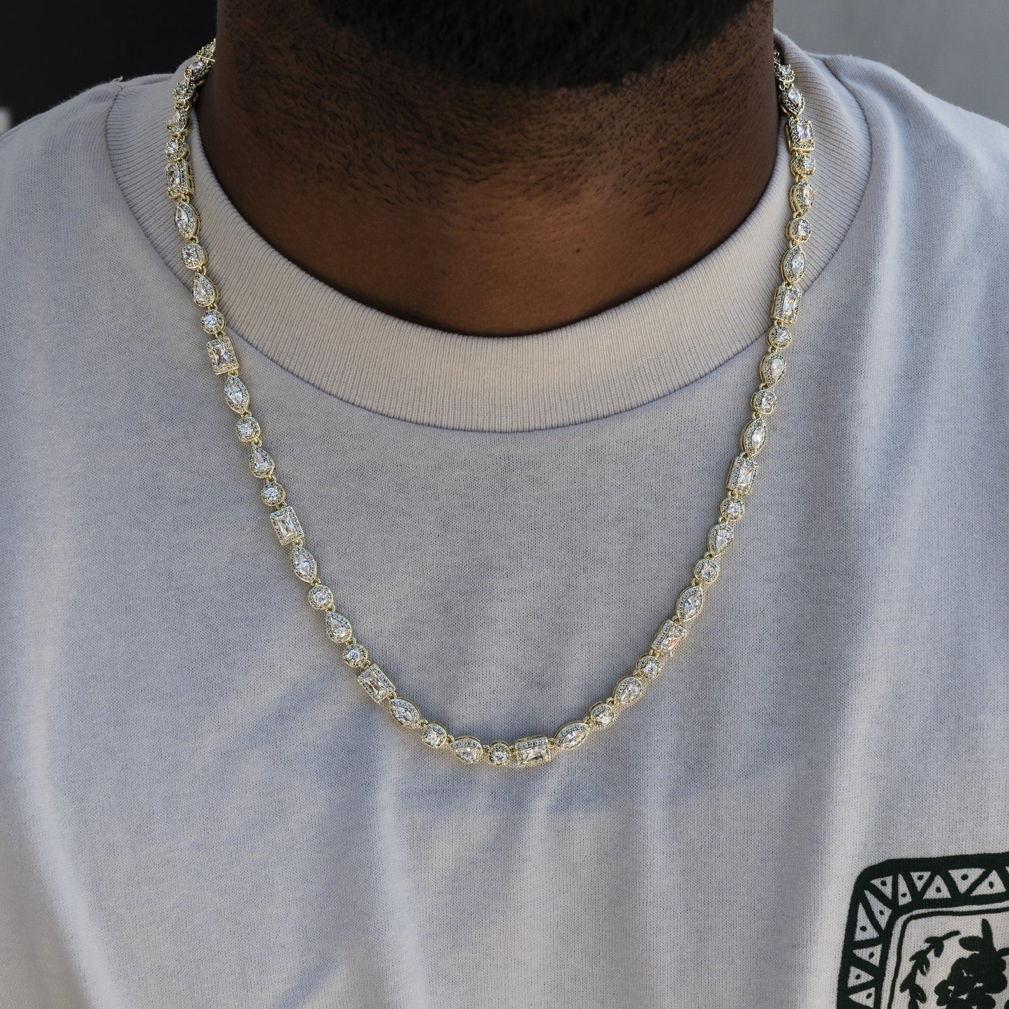 Mixed Diamond Pave Chain in Yellow Gold