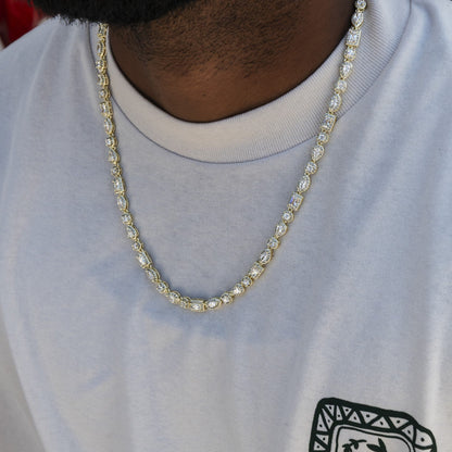 Mixed Diamond Pave Chain in Yellow Gold