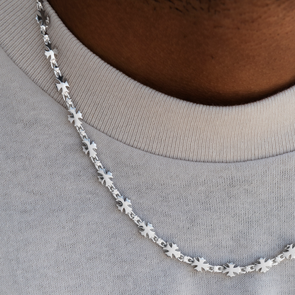 Flared Cross Chain in White Gold- 5mm