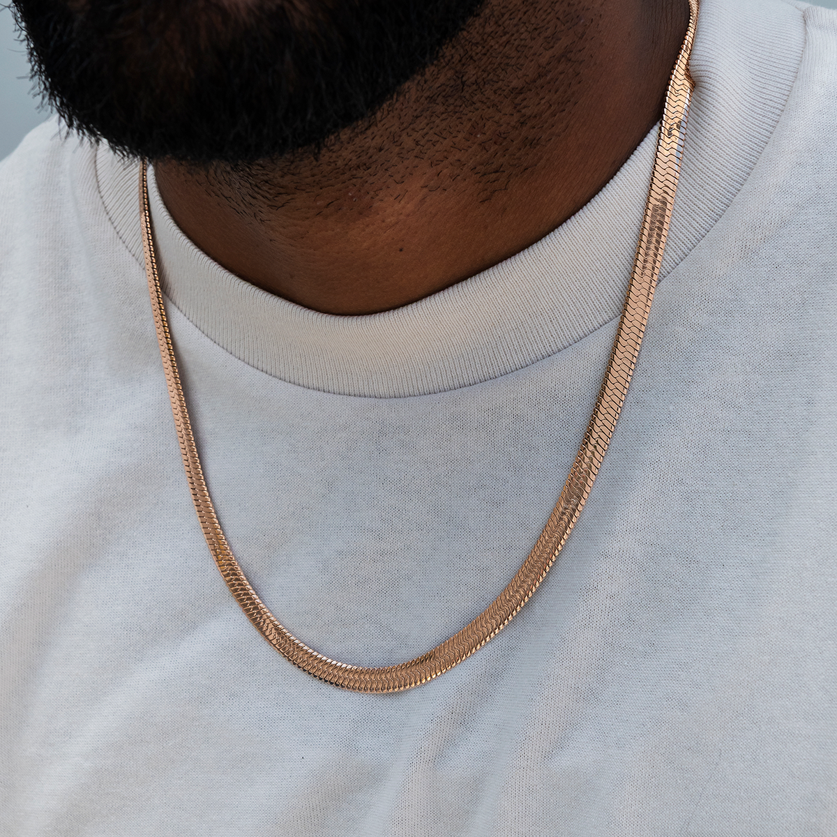 Herringbone Chain in Rose Gold- 6mm