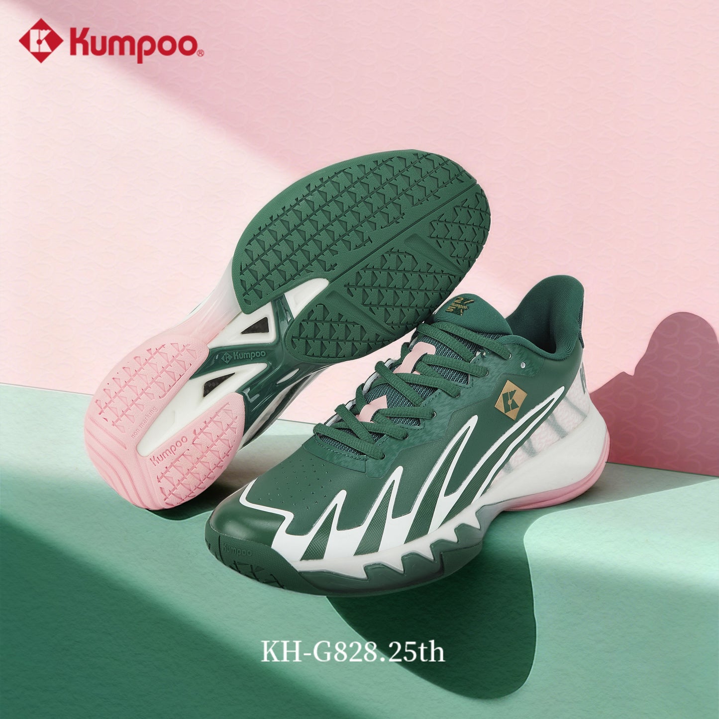 Kumpoo Badminton Shoe- KH-G828 25th(Green/Pink)