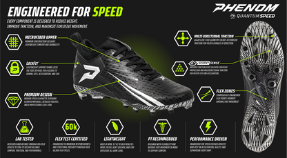 Phenom Elite Quantum Speed 2.0 Football Cleats - Black