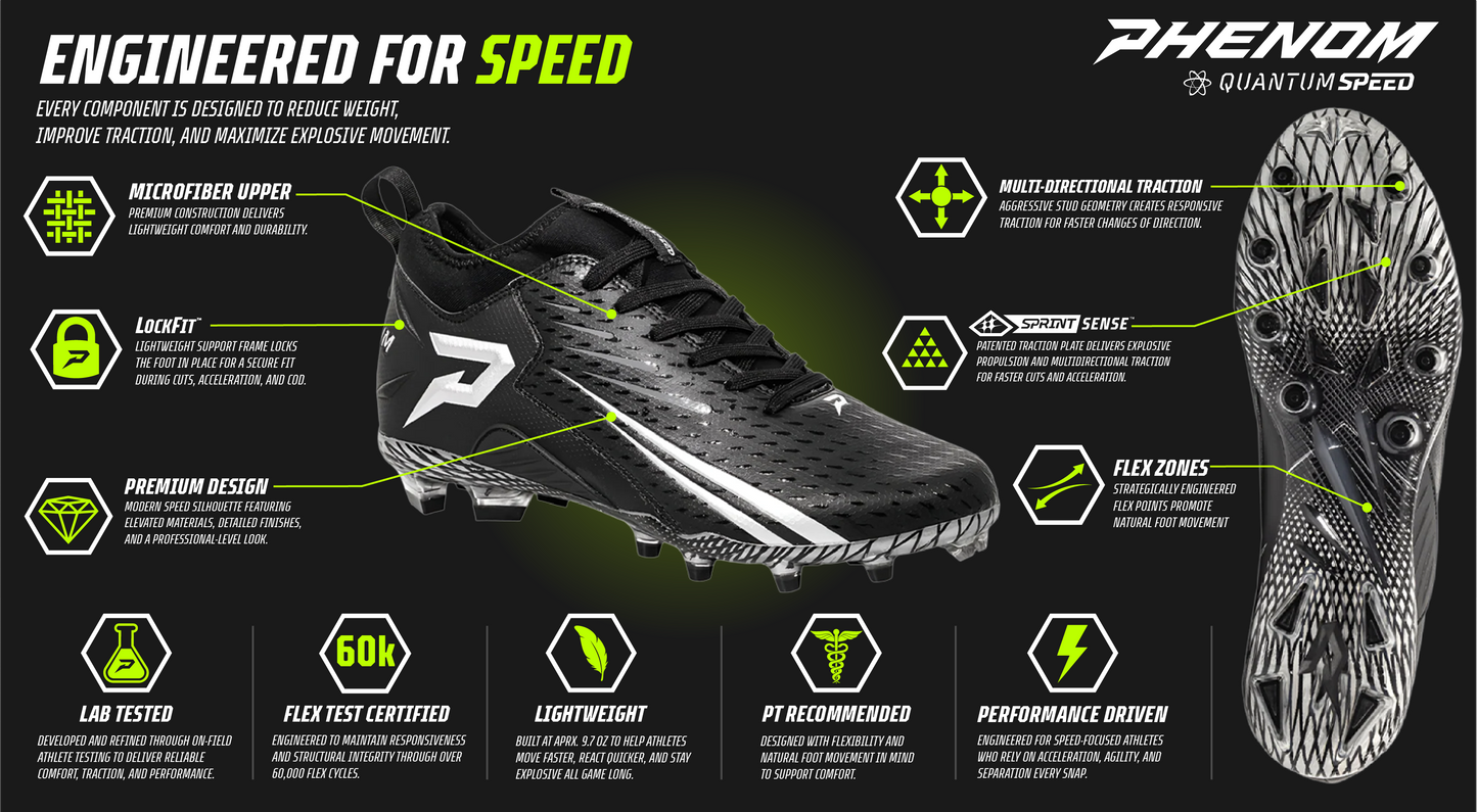 Phenom Elite Quantum Speed 2.0 Football Cleats - Purple