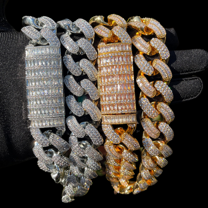 20MM Stones and Baguette Cuban Link Iced Out Diamond Necklace Chain