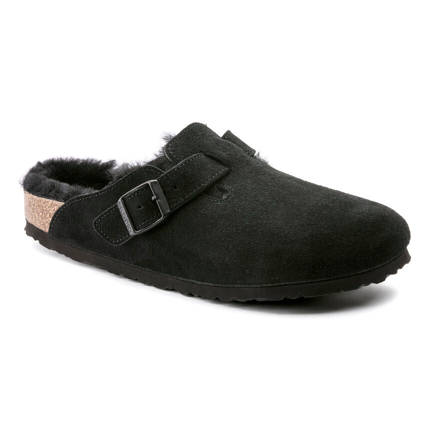 Unisex Boston Shearling Suede Leather Black Regular/Wide