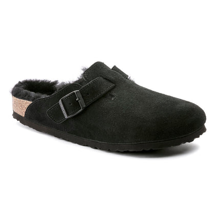 Unisex Boston Shearling Suede Leather Black Regular/Wide