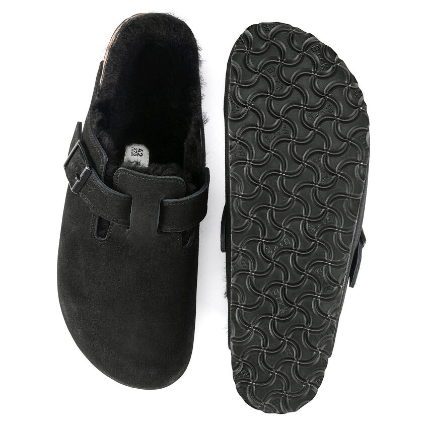 Unisex Boston Shearling Suede Leather Black Regular/Wide
