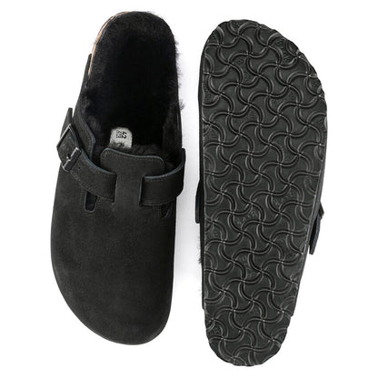 Unisex Boston Shearling Suede Leather Black Medium/Narrow