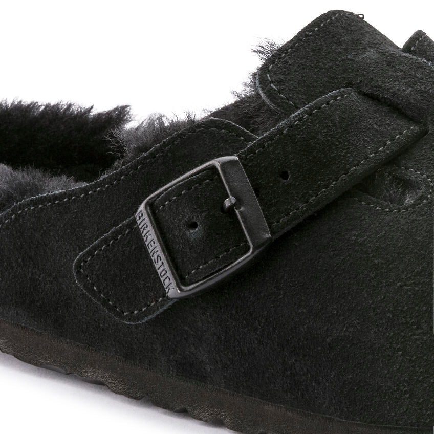Unisex Boston Shearling Suede Leather Black Regular/Wide