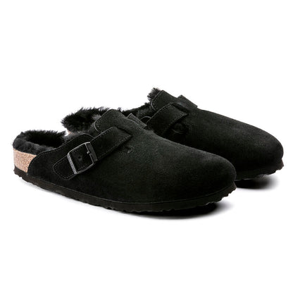 Unisex Boston Shearling Suede Leather Black Medium/Narrow
