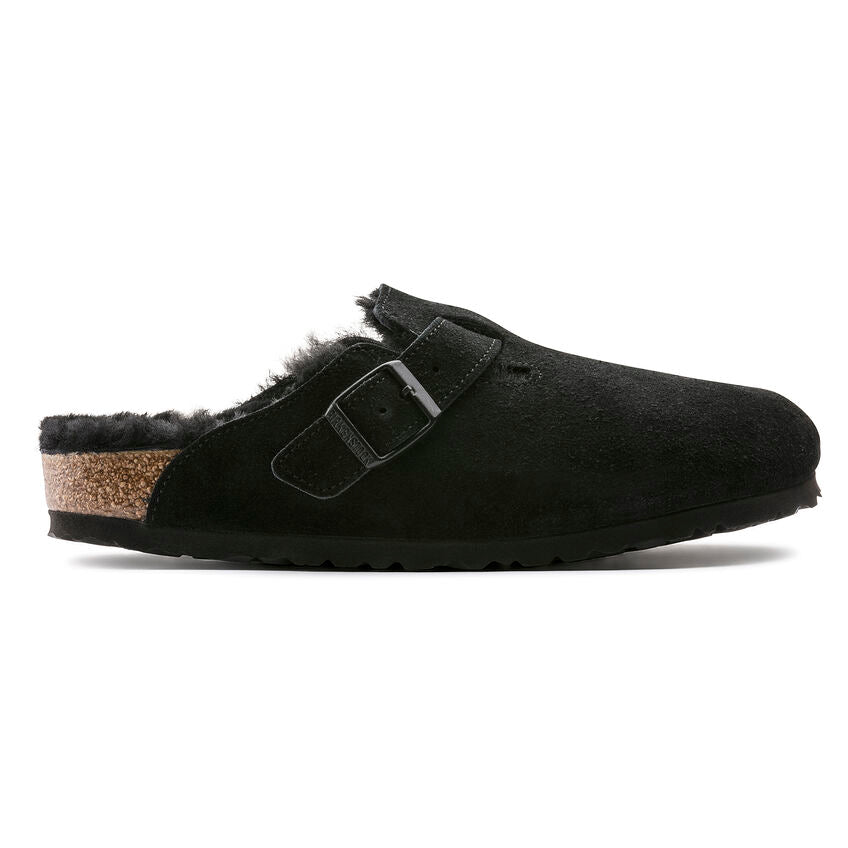 Unisex Boston Shearling Suede Leather Black Regular/Wide