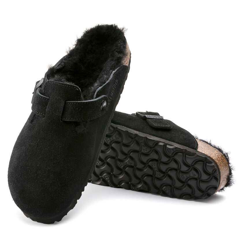 Unisex Boston Shearling Suede Leather Black Regular/Wide