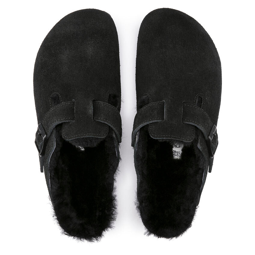 Unisex Boston Shearling Suede Leather Black Regular/Wide