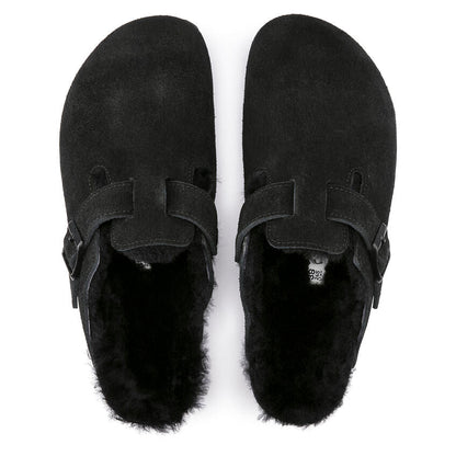 Unisex Boston Shearling Suede Leather Black Medium/Narrow