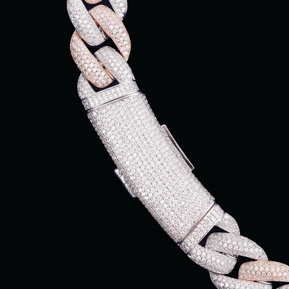 20MM Two Tone Miami Cuban Iced Out Diamond Necklace Chain