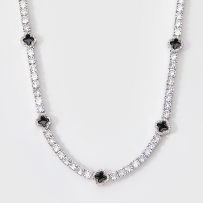 Black Clover Tennis Chain (Silver) - 4mm