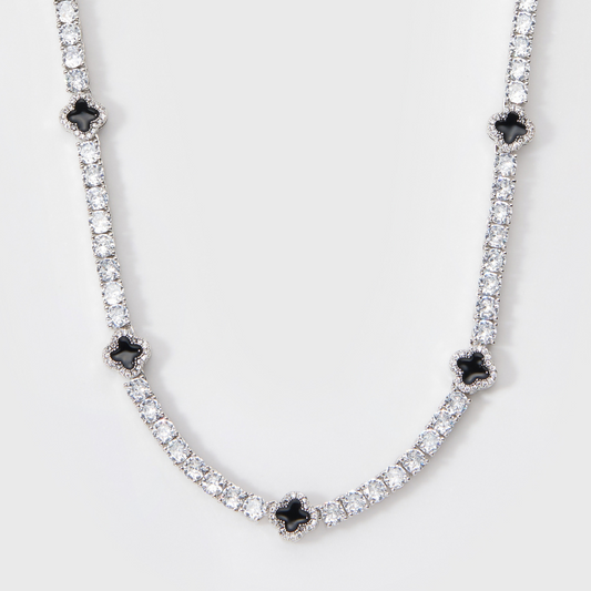 Black Clover Tennis Chain (Silver) - 4mm