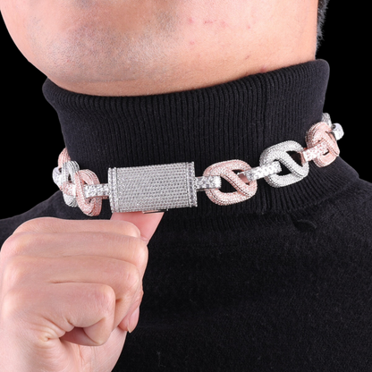 20MM Baguette and Stones Infinity Iced Out Diamond Necklace Chain