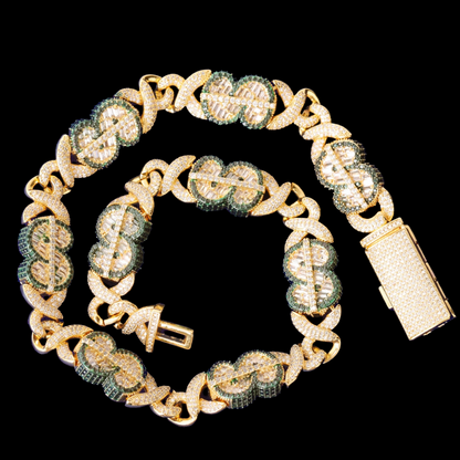 20MM Dollar Sign Link Iced Out Diamond Necklace Chain