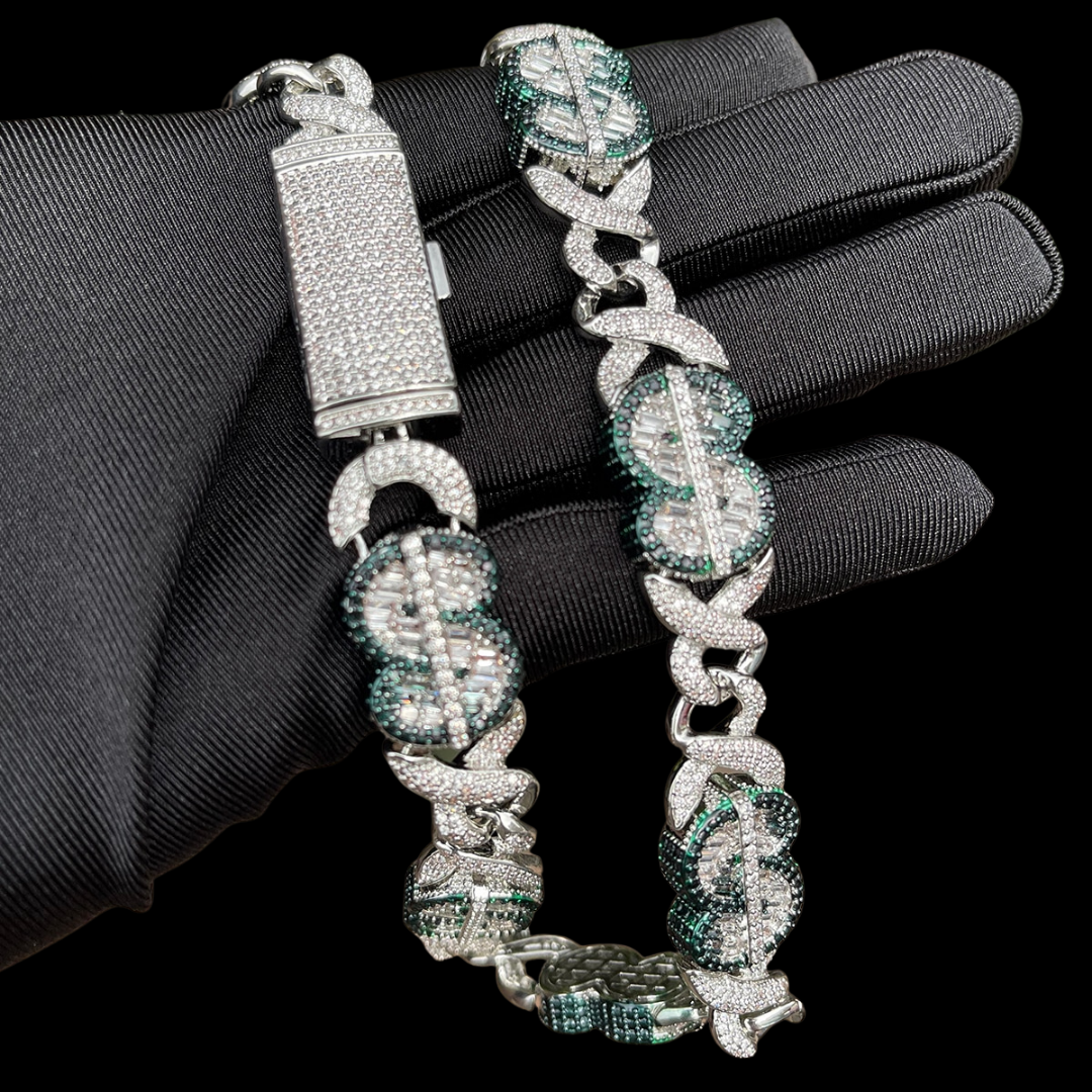 20MM Dollar Sign Link Iced Out Diamond Necklace Chain