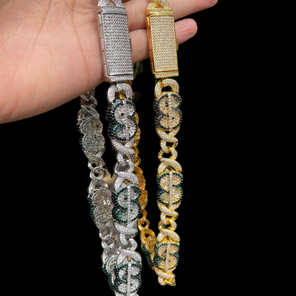 20MM Dollar Sign Link Iced Out Diamond Necklace Chain