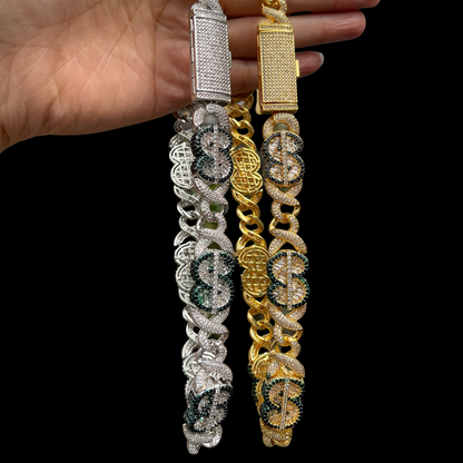 20MM Dollar Sign Link Iced Out Diamond Necklace Chain