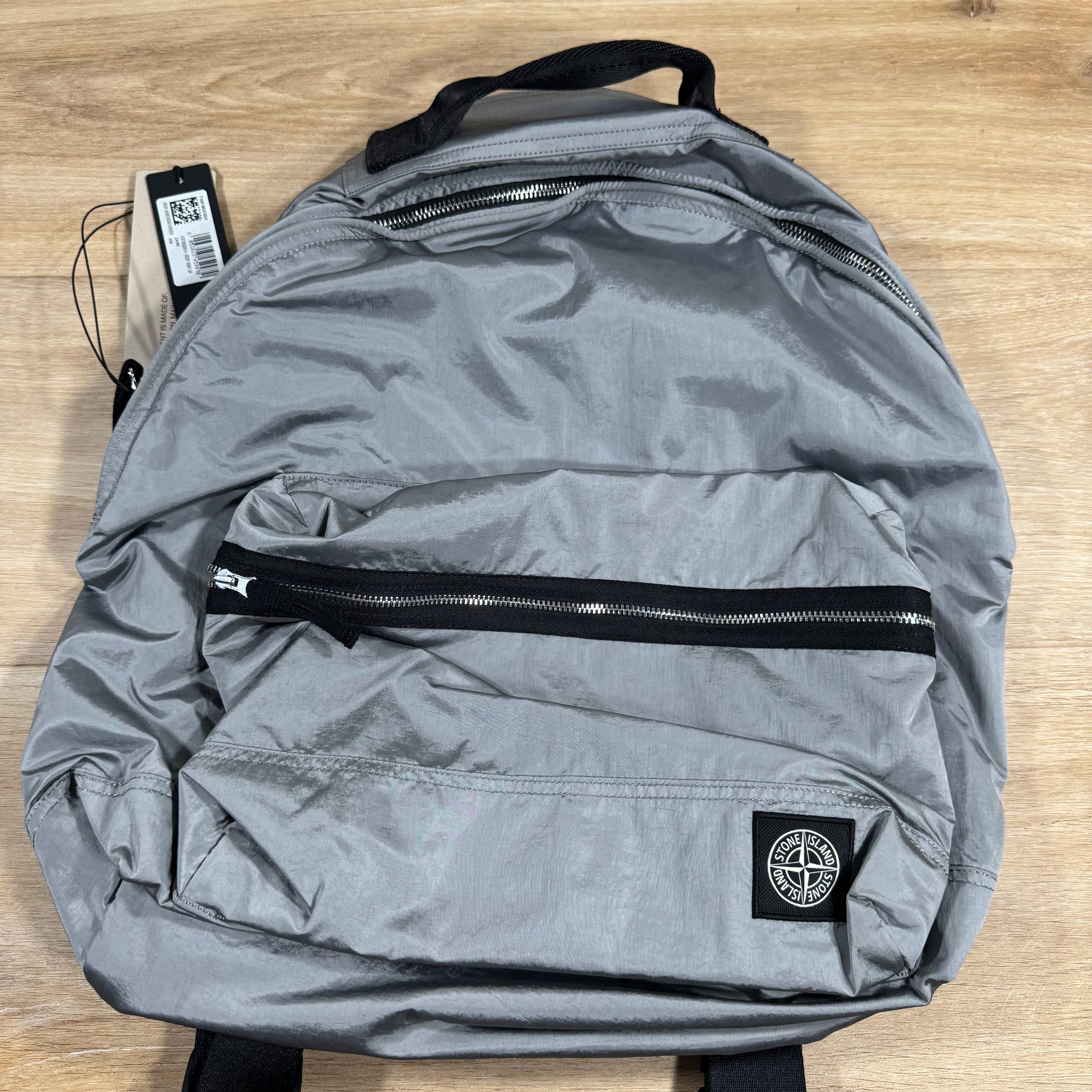 Stone Island Coated Nylon Metal Backpack in Pearl Grey