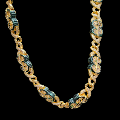 20MM Dollar Sign Link Iced Out Diamond Necklace Chain