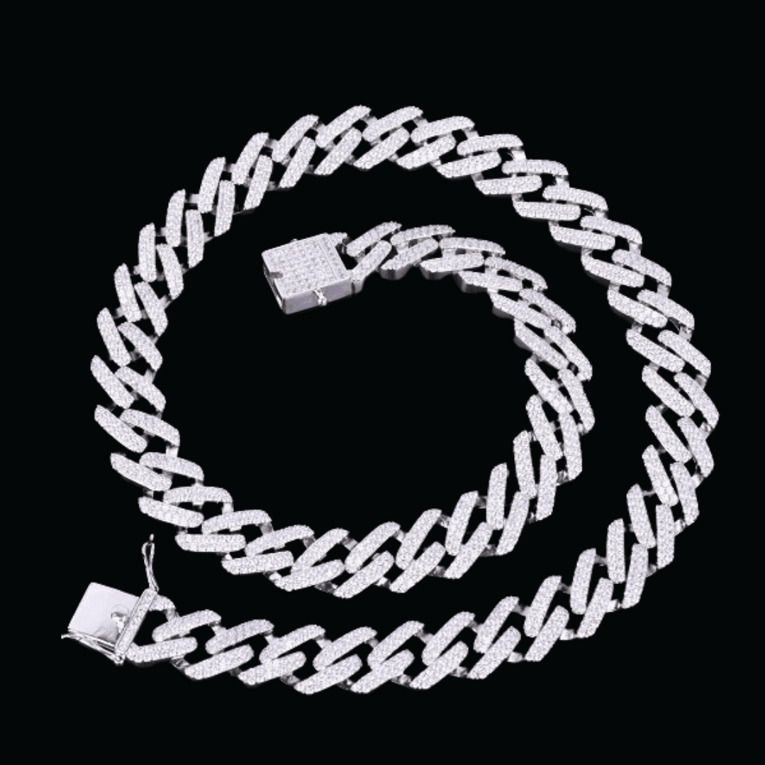 14MM Miami Cuban Link Iced Out Diamond Necklace Chain