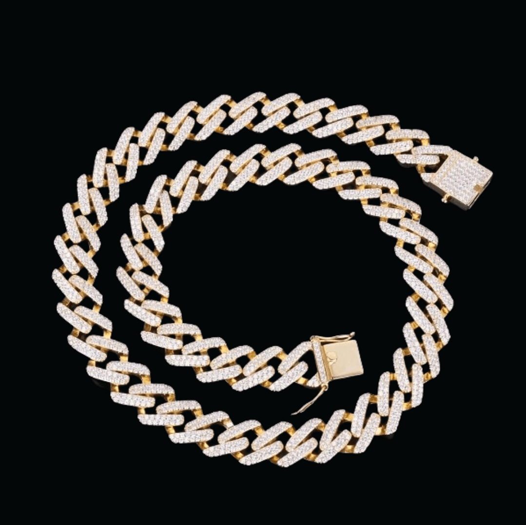 14MM Miami Cuban Link Iced Out Diamond Necklace Chain