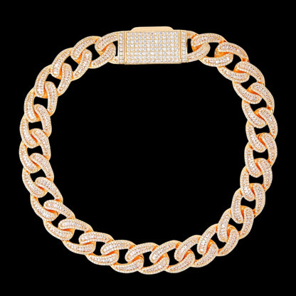 18MM Baguette and Tennis Link Iced Out Diamond Necklace Chain