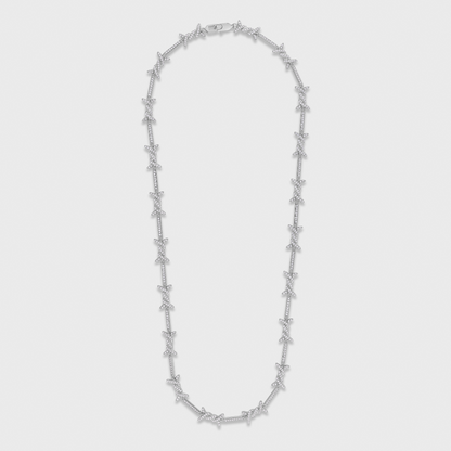 Iced Barbed Wire Chain (Silver) - 6mm