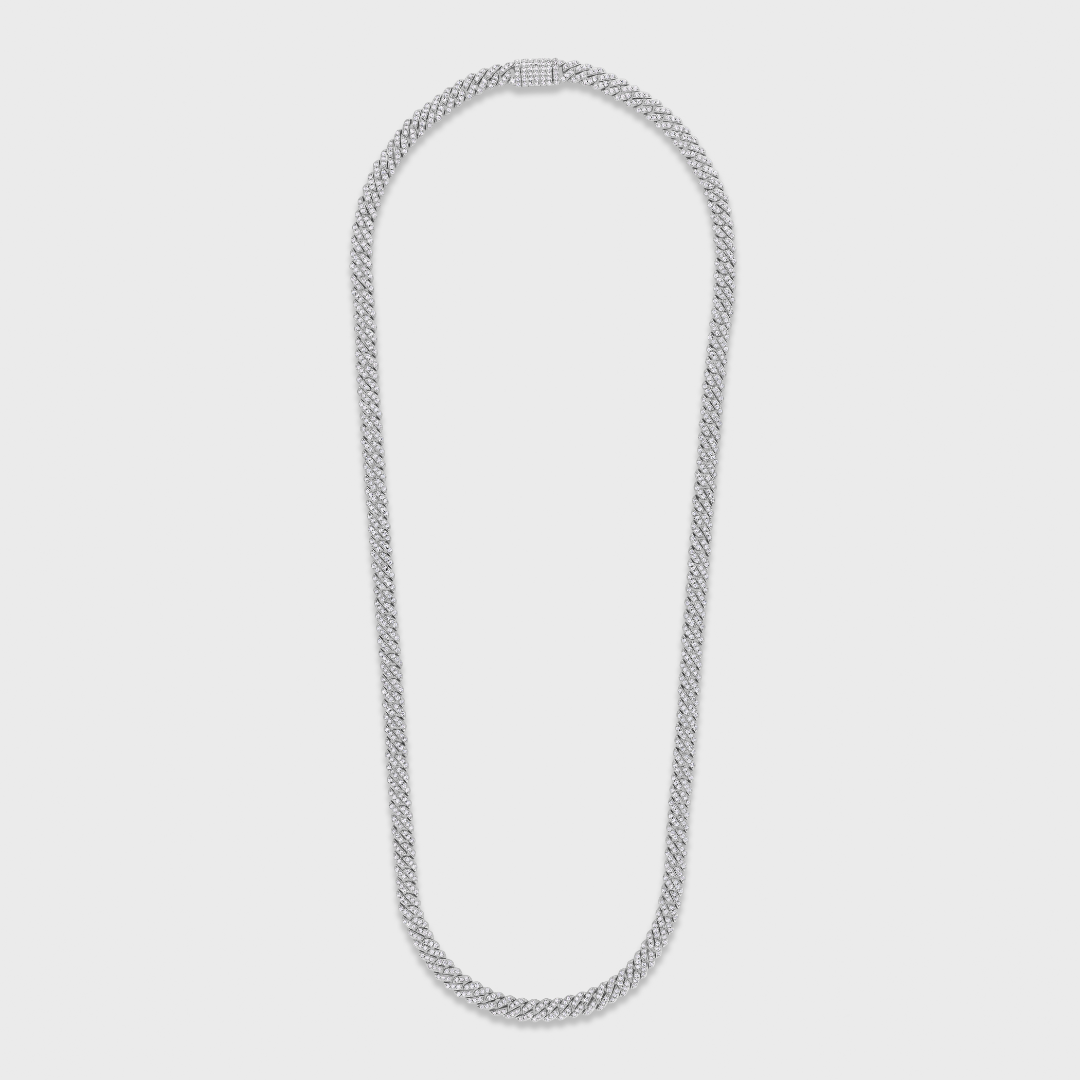 Iced Micro Prong Cuban Chain (Silver) - 6mm