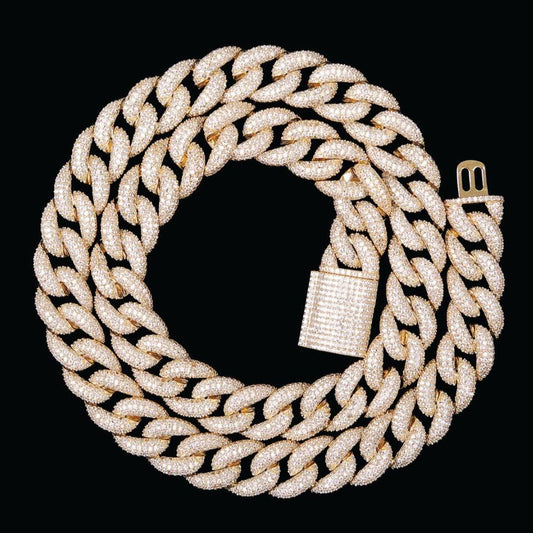 15MM Miami Drip Cuban Link Iced Out Diamond Necklace Chain