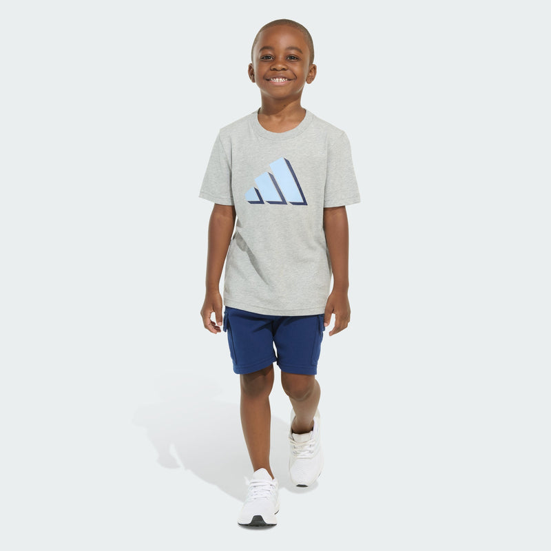 Kids' adidas Two-Piece Short Sleeve Heather Cotton Tee and Cargo French Terry Shorts Set
