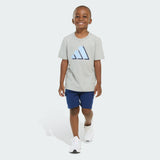 Kids' adidas Two-Piece Short Sleeve Heather Cotton Tee and Cargo French Terry Shorts Set