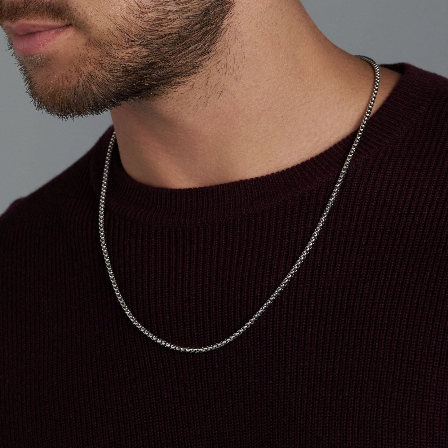 Round Box Chain (Silver) - 3mm