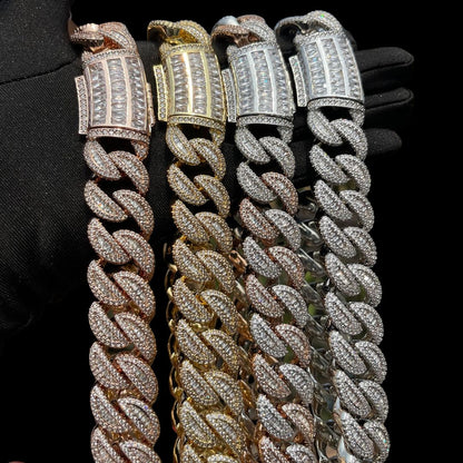 20MM Tennis-Baguette-Diamond Triple Edition Iced Out Diamond Necklace Chain