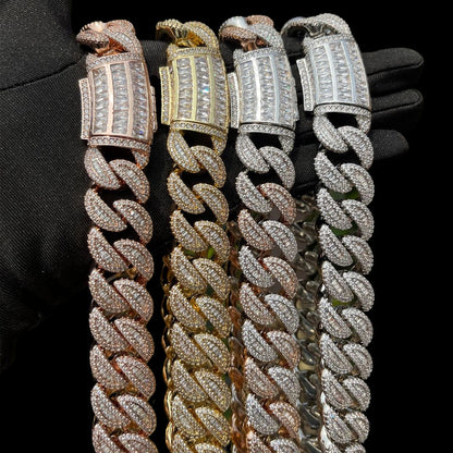 20MM Tennis-Baguette-Diamond Triple Edition Iced Out Diamond Necklace Chain