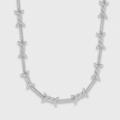 Iced Barbed Wire Chain (Silver) - 6mm