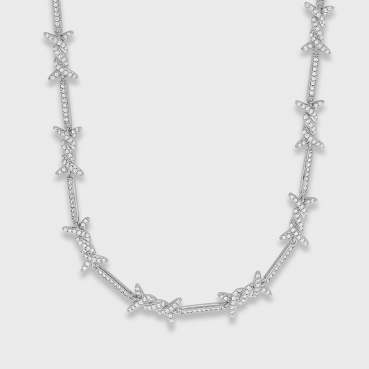 Iced Barbed Wire Chain (Silver) - 6mm